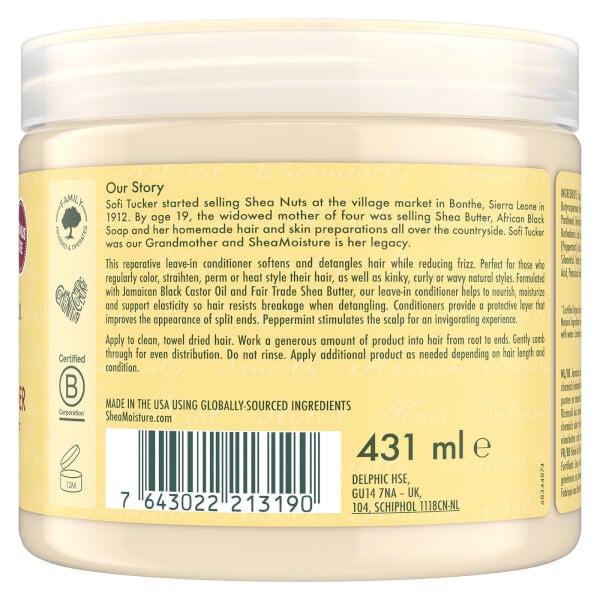 SheaMoisture SHEA MOISTURE BLACK CASTOR OIL STRENGTHEN GROW & RESTORE LEAVE-IN BALSAMO 454g Moda