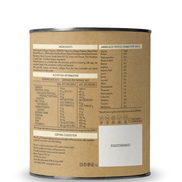 Nutra Organics Nutra Organics Collagen Beauty Supplements - Vanilla 225g I Più Venduti