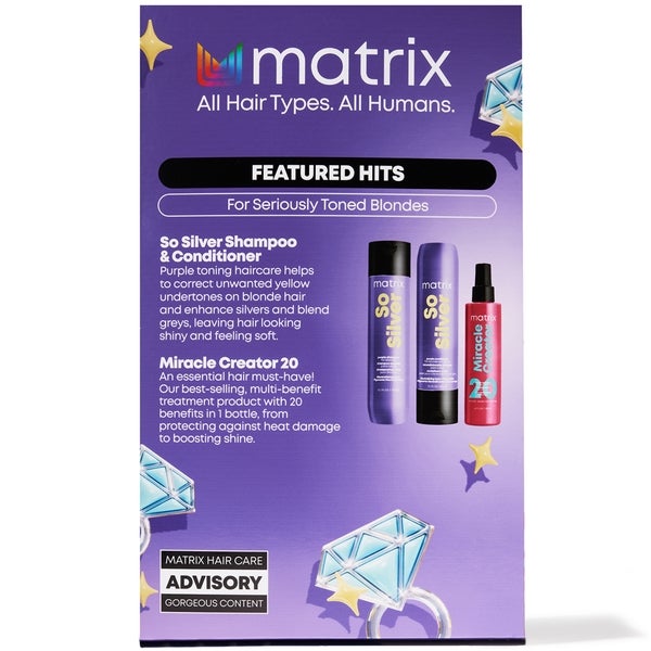 Matrix Matrix So Silver Purple Shampoo Conditioner and Miracle Creator Gift Set for Blonde and Grey Hair Promozione