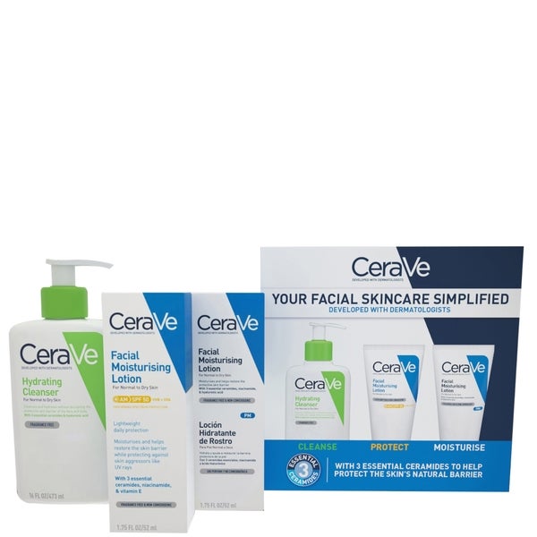 CeraVe CeraVe Exclusive Skincare Routine Simplified Set for Face Cleansing & Moisturising with Hyaluronic Acid SPF & Niacinamide Shopping Online