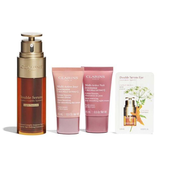 Clarins Double Serum Light e Multi-Active. Pelle Ricaricata Italy
