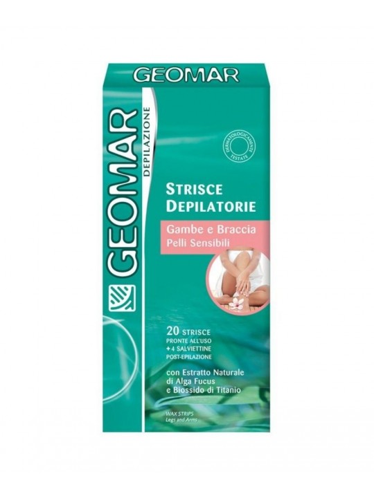 Geomar Strisce Depilatorie Gambe e Braccia 20 Strisce per Pelli Sensibili Saldi